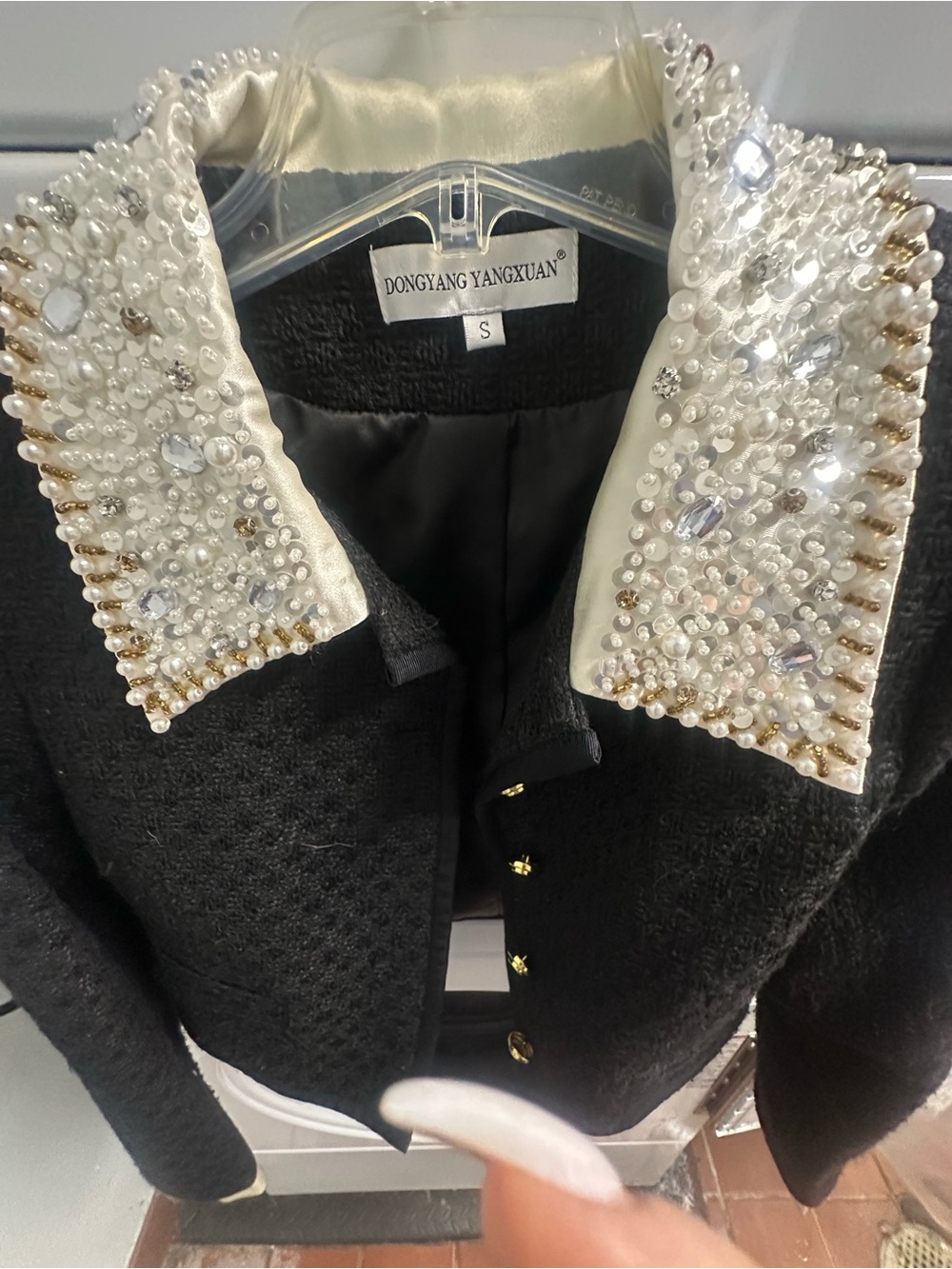 Ivory Sequin Embellished Women's Jacket and skirt. Classic glamour.